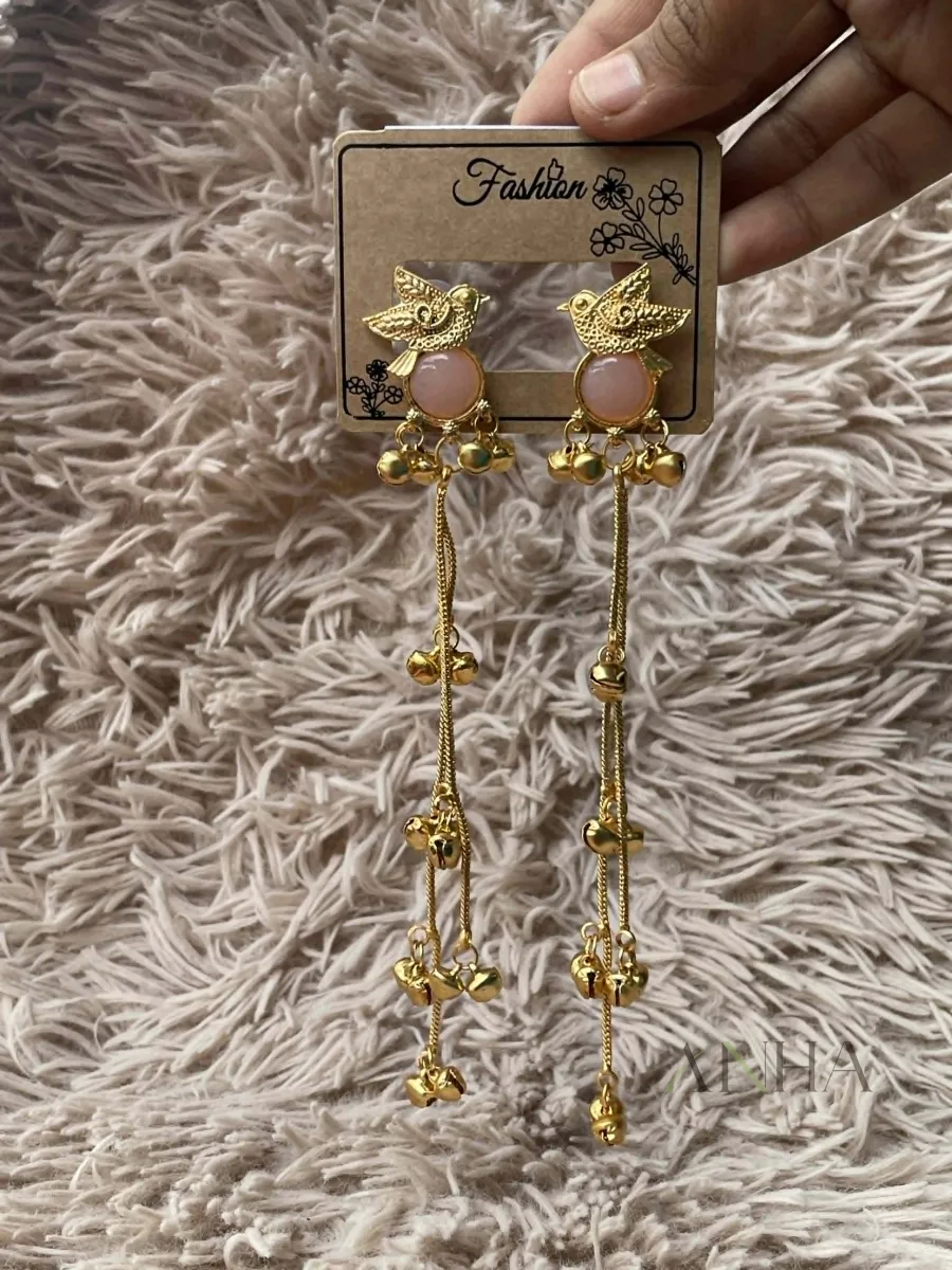 Kashmiri Long Jhumka Earring (Pink) 