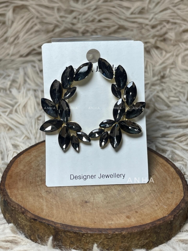 Black- Gray Stoned Earring