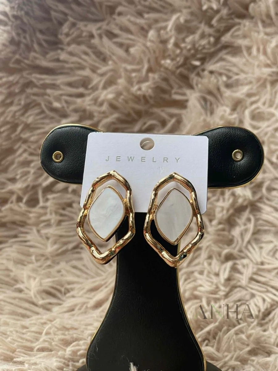 White - Gold Marble Earring 